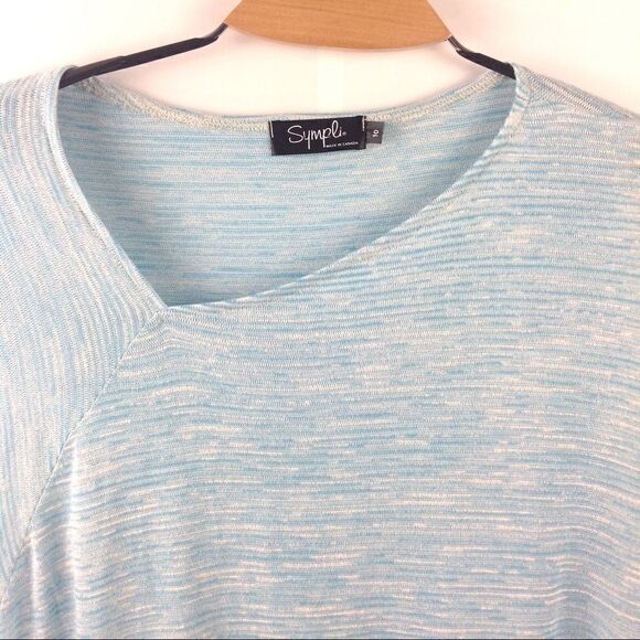 Sympli Slant Top Azure Blue Ribbed Knit Size10 - Picture 4 of 7
